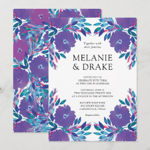 Purple Flowers Handbeschilderd Weddenschap Kaart