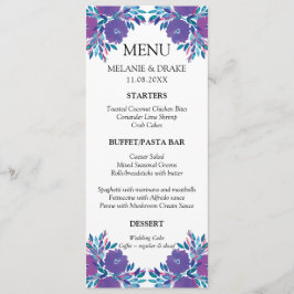 Purple Flowers Handbeschilderde Menu Kaart