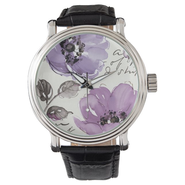 Purple Flowers Horloge (Voorkant)
