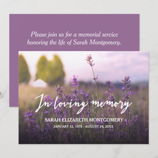 Purple Flowers | In het liefdevol geheugen Kaart (Voorkant / Achterkant)