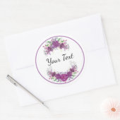 Purple Flowers - Jouw tekst Ronde Sticker (Envelop)