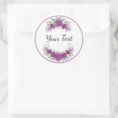 Purple Flowers - Jouw tekst Ronde Sticker (Tas)