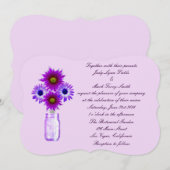 Purple Flowers Mason Jar Wedding Invitation Kaart (Voorkant / Achterkant)