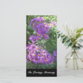 "Purple Flowers" Memorial Kaarten (Staand voorkant)