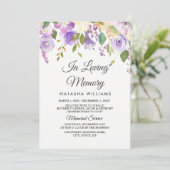 Purple Flowers Memorial Notice Service Kaart (Staand voorkant)