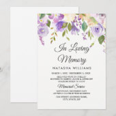 Purple Flowers Memorial Notice Service Kaart (Voorkant / Achterkant)