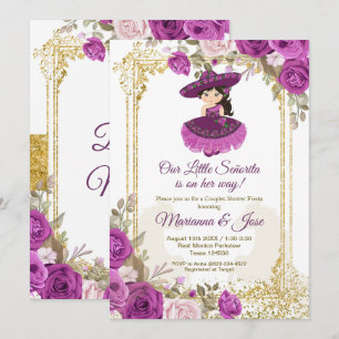 Purple Flowers Mexican Fiesta Couple Shower   Kaart