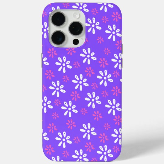 Purple Flowers Motif iPhone 15 Pro Max Coque (Verso)
