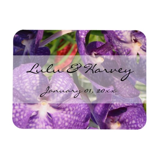 Purple Flowers Personal Wedding Magneet (Horizontaal)