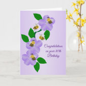 Purple Flowers Personalized 80th Birthday Kaart (Gele Bloem)