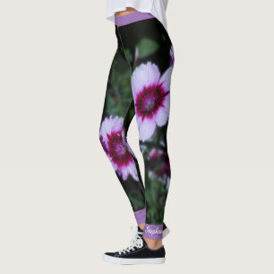 Purple Flowers, persoonlijke naam Yoga-oefening Leggings