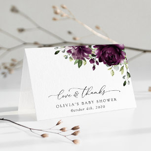 Purple Flowers, Plum Flowers, Boho, Baby shower Bedankkaart