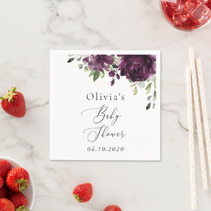 Purple Flowers, Plum Flowers, Boho, Baby shower Servet