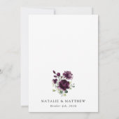 Purple Flowers, Plum Flowers, Boho, Floral Wedding Save The Date (Achterkant)