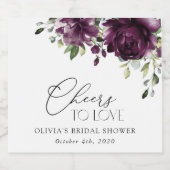 Purple Flowers, Plum Flowers, Boho, Vrijgezellenfe Sparkling Wijnetiket (Enkel label)