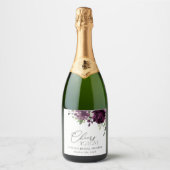 Purple Flowers, Plum Flowers, Boho, Vrijgezellenfe Sparkling Wijnetiket (Voorkant)