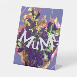 Purple Flowers Reclamebord Met Voetstuk