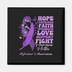 Purple Flowers Ribbon Memories Heimers Awareness Magneet