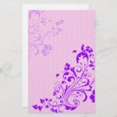Purple Flowers Scrapbook Paper Briefpapier (Voorkant / Achterkant)