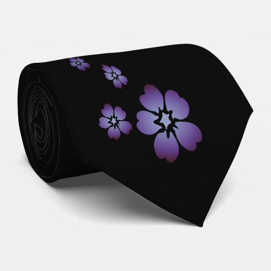 Purple Flowers Stropdas (Opgerold)