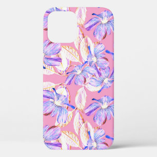 Purple Flowers: Waterverf bloemenelegantie. iPhone 12 Hoesje