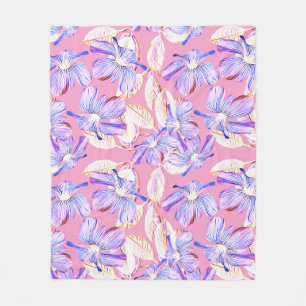 Purple Flowers: Waterverf bloemenelegantie. Fleece Deken