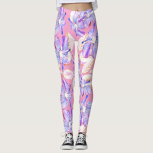 Purple Flowers: Waterverf bloemenelegantie. Leggings