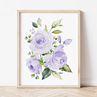 Purple Flowers, Waterverf Flowers, Genderneutrale Poster
