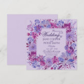 Purple flowers Wedding Invitation Kaart (Voorkant / Achterkant)