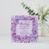 Purple flowers Wedding Invitation Kaart (Staand voorkant)