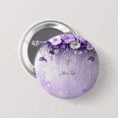 Purple Flowers with Dangling Pearls Button (Voorkant /achterkant)