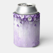 Purple Flowers with Dangling Pearls Can Cooler (Blikje Achterkant)