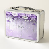 Purple Flowers with Dangling Pearls Lunch box (Dos)