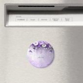 Purple Flowers with Dangling Pearls Magnet (In Situ (Lave-vaisselle))
