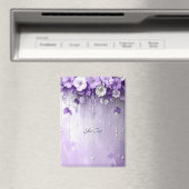 Purple Flowers with Dangling Pearls Magnet (In Situ (Lave-vaisselle))