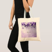 Purple Flowers with Dangling Pearls Tote Bag (Devant (produit))