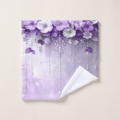 Purple Flowers with Dangling Pearls Towel Set (Gant de toilette)