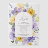 Purple Flowers, Yellow Flowers, Boho, Baptism Vellum Uitnodigingen (Voorkant)