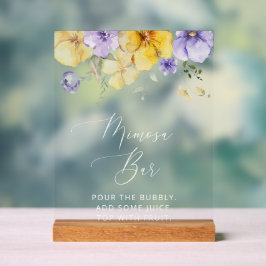 Purple Flowers, Yellow Flowers, Boho, Mimosa Bar Acryl Bord