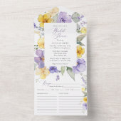 Purple Flowers, Yellow Flowers, Bridal Shower All In One Uitnodiging (Binnen)