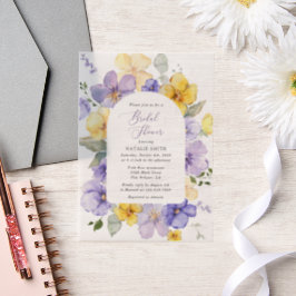 Purple Flowers, Yellow Flowers, Bridal Shower Vellum Uitnodigingen
