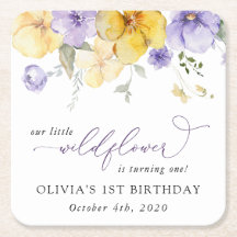 Purple Flowers, Yellow Flowers, First Birthday