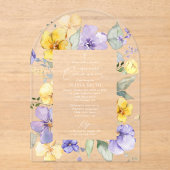 Purple Flowers, Yellow Flowers, First Communion Acryl Uitnodigingen (Voorkant)