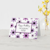 Purple Flowers Zister Birthday Kaart (Gele Bloem)