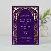 Purple Foil Art Nouveau Arch Foil Invitation (Debout devant)