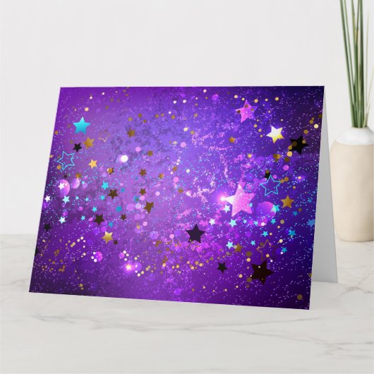 Purple foil background with Stars Bedankkaart (Voorkant)