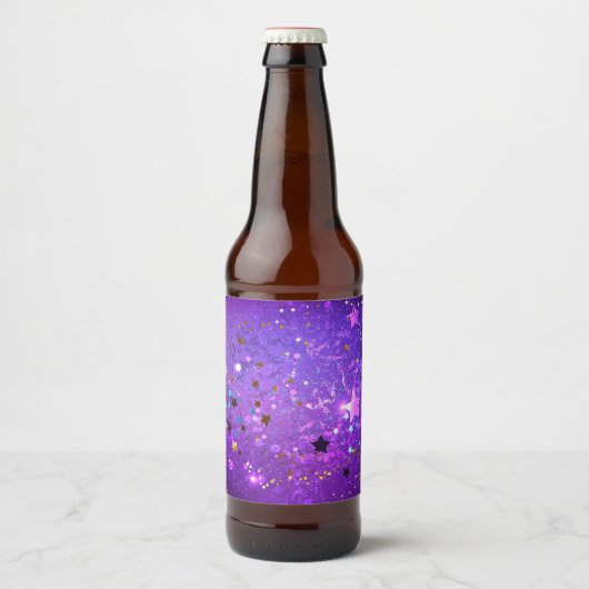 Purple foil background with Stars Bier Etiket (Voorkant)