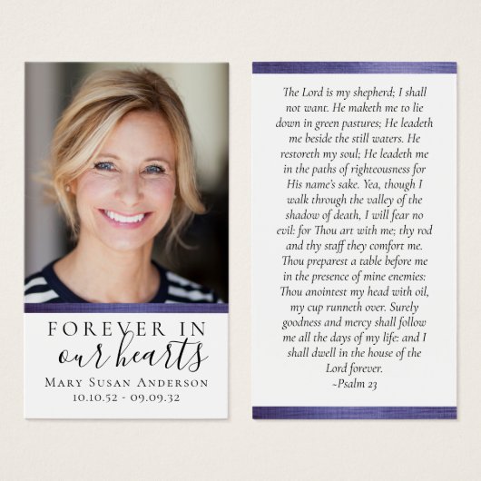 Purple Foil Forever in Our Hearts Memorial Card (Devant & derrière)