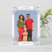 Purple Foliing Holly Berries Photo Carte de Noël (Debout devant)