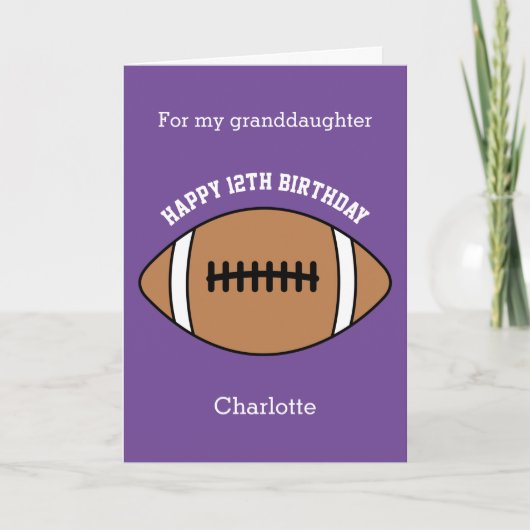 Purple Football Sport 12e Anniversaire Carte (Devant)